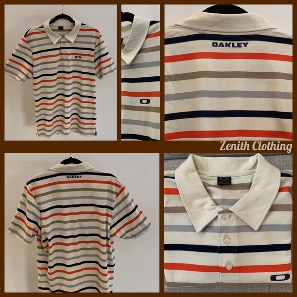 Oakley Shortsleeved Striped Polo Size Large - Picture 1 of 8